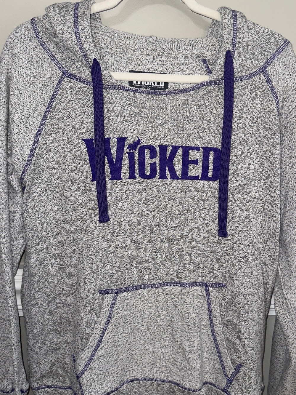 Wicked Logo Pullover Hoodie Sweater - Gray with Purple